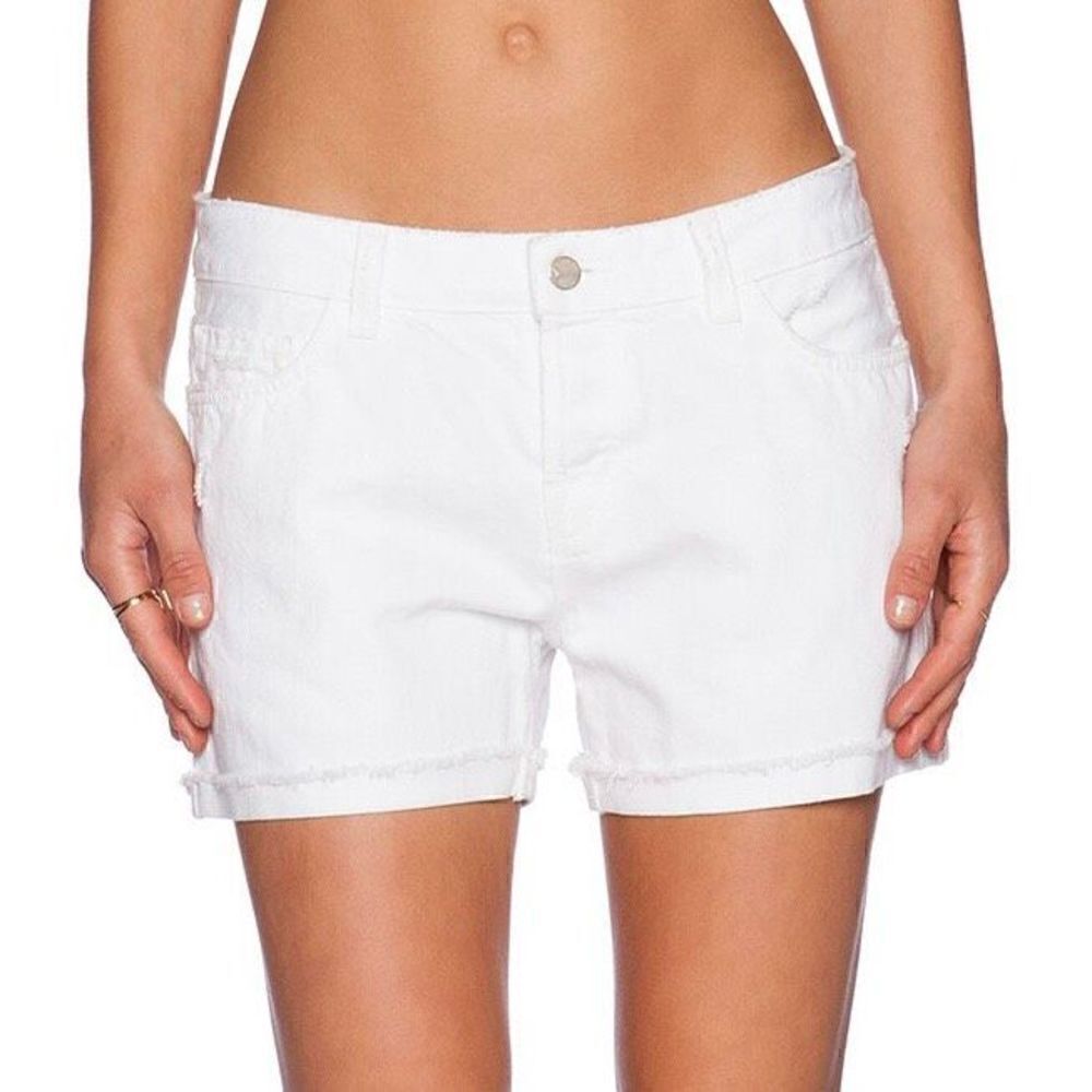 J Brand x Revolve Joanie Boyfriend Denim Short White Distressed Jean Shorts 27